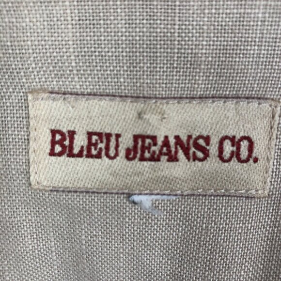 Bleu Jeans Jacket Womens Extra Large Tan 100% Linen Trucker Airy Beach Boho - Picture 8 of 16